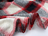 Designer Printed Red/Black Plaid Wool Fabric - G.k Fashion Fabrics fabric