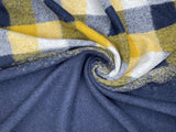 Designer Printed Yellow Checks Wool Fabric - G.k Fashion Fabrics fabric