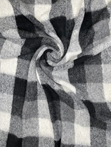 Designer Printed Grey Checks Wool Fabric - G.k Fashion Fabrics fabric