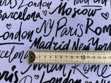 Double Gauze City Names Print Fabric - G.k Fashion Fabrics double gauze