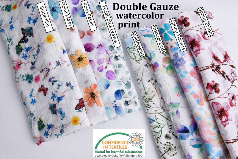 Double Gauze Muslin Watercolor Print Fabric - G.k Fashion Fabrics double gauze