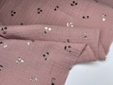 Double Gauze Muslin with Shiny Cherry Print Fabric - G.k Fashion Fabrics