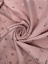 Double Gauze Muslin with Shiny Cherry Print Fabric - G.k Fashion Fabrics