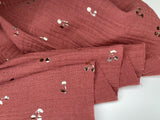 Double Gauze Muslin with Shiny Cherry Print Fabric - G.k Fashion Fabrics