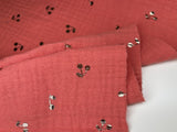 Double Gauze Muslin with Shiny Cherry Print Fabric - G.k Fashion Fabrics