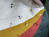 Double Gauze Muslin with Shiny Cherry Print Fabric - G.k Fashion Fabrics