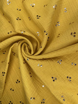 Double Gauze Muslin with Shiny Cherry Print Fabric - G.k Fashion Fabrics