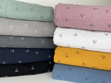 Double layered gauze muslin fabric with anchor print - G.k Fashion Fabrics fabric
