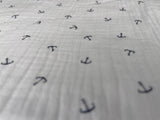 Double layered gauze muslin fabric with anchor print - G.k Fashion Fabrics fabric