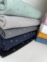 Double layered gauze muslin fabric with anchor print - G.k Fashion Fabrics fabric