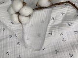 Double layered gauze muslin fabric with anchor print - G.k Fashion Fabrics fabric