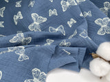 Double Layered Gauze Muslin Fabric With Butterfly Print - G.k Fashion Fabrics fabric