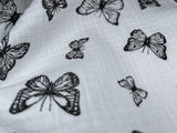 Double Layered Gauze Muslin Fabric With Butterfly Print - G.k Fashion Fabrics fabric
