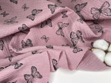 Double Layered Gauze Muslin Fabric With Butterfly Print - G.k Fashion Fabrics fabric