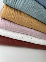 Double layered gauze muslin fabric with gold stone drops studs - G.k Fashion Fabrics