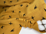 Double layered gauze muslin fabric with swallow print - G.k Fashion Fabrics fabric