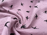 Double layered gauze muslin fabric with swallow print - G.k Fashion Fabrics fabric