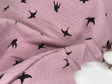 Double layered gauze muslin fabric with swallow print - G.k Fashion Fabrics fabric