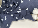 Double layered gauze muslin fabric with swallow print - G.k Fashion Fabrics fabric