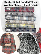 Double Sided Bonded Thick Woolen Blended Plaid Fabric - 6058 - G.k Fashion Fabrics