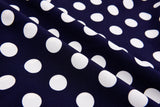 Four way Stretch Chiffon Big Polka Dots Printed - G.k Fashion Fabrics Navy with White Dots - 3 / Price Per Half Yard chiffon