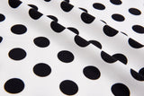 Four way Stretch Chiffon Big Polka Dots Printed - G.k Fashion Fabrics Ecru with BLack Dots -1 / Price Per Half Yard chiffon