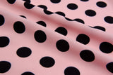 Four way Stretch Chiffon Big Polka Dots Printed - G.k Fashion Fabrics Rose pink with Black dots - 66 / Price Per Half Yard chiffon