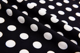 Four way Stretch Chiffon Big Polka Dots Printed - G.k Fashion Fabrics Black with White Dots - 2 / Price Per Half Yard chiffon