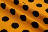 Four way Stretch Chiffon Big Polka Dots Printed - G.k Fashion Fabrics Ochre with Black dots - 59 / Price Per Half Yard chiffon
