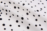 Four way Stretch Chiffon Irregular Dots Printed - G.k Fashion Fabrics Ecru with black - 1 / Price Per Half Yard chiffon