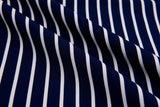 Four way Stretch Chiffon Stripes Printed - G.k Fashion Fabrics Navy Ecru - 3 / Price Per Half Yard chiffon