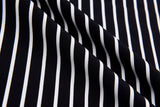 Four way Stretch Chiffon Stripes Printed - G.k Fashion Fabrics Black Ecru - 2 / Price Per Half Yard chiffon