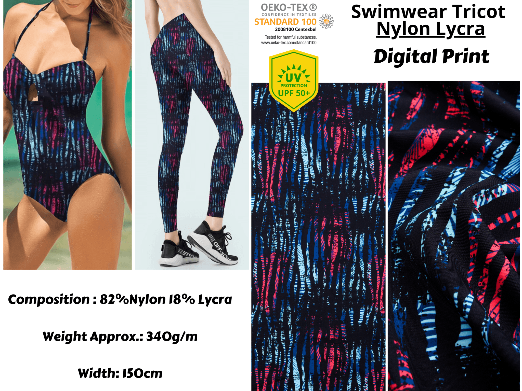 Funky Striped Print Nylon Swimwear Fabric - SYHN2006013A