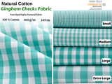 Gingham Checks Washed Cotton Fabric - GK 6599 - G.k Fashion Fabrics Mint / Small Checks / Price per Half Yard fabric