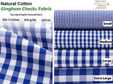 Gingham Checks Washed Cotton Fabric - GK 6599 - G.k Fashion Fabrics Cobalt / Small Checks / Price per Half Yard fabric