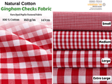 Gingham Checks Washed Cotton Fabric - GK 6599 - G.k Fashion Fabrics Red / Small Checks / Price per Half Yard fabric
