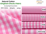 Gingham Checks Washed Cotton Fabric - GK 6599 - G.k Fashion Fabrics Candy Pink / Small Checks / Price per Half Yard fabric