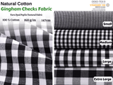 Gingham Checks Washed Cotton Fabric - GK 6599 - G.k Fashion Fabrics Black / Small Checks / Price per Half Yard fabric
