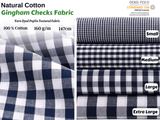Gingham Checks Washed Cotton Fabric - GK 6599 - G.k Fashion Fabrics Navy / Small Checks / Price per Half Yard fabric