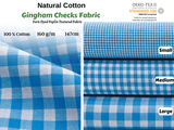 Gingham Checks Washed Cotton Fabric - GK 6599 - G.k Fashion Fabrics Aqua / Small Checks / Price per Half Yard fabric