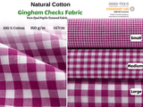 Gingham Checks Washed Cotton Fabric - GK 6599 - G.k Fashion Fabrics Purple Orchid / Small Checks / Price per Half Yard fabric