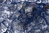 Hand work 3D Lazer beads embroidery - G.k Fashion Fabrics Navy / Price per Half Yard mesh