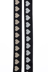 Heart Pattern Elastic Lurex Strap Band - 40mm - G.k Fashion Fabrics Elastic band