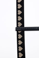 Heart Pattern Elastic Lurex Strap Band - 40mm - G.k Fashion Fabrics Elastic band
