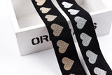Heart Pattern Elastic Lurex Strap Band - 40mm - G.k Fashion Fabrics Elastic band