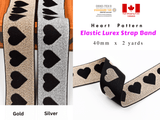 Heart Pattern Elastic Lurex Strap Band - 40mm - G.k Fashion Fabrics Elastic band
