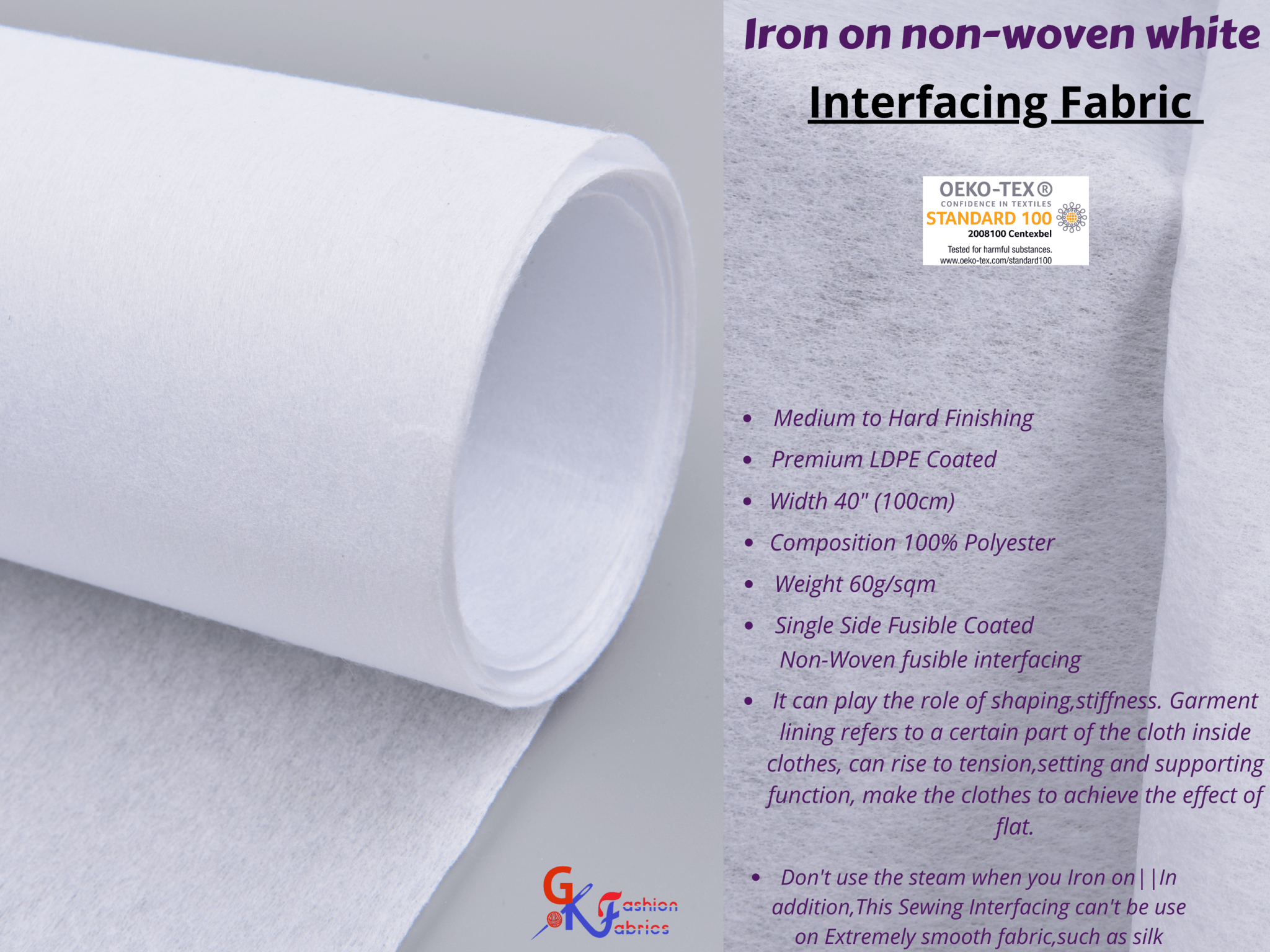 1 Roll Iron On Fusible Interfacing For Sewing Non Woven