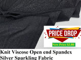 Knit Viscose Open end Spandex Silver Sparkling Fabric - G.k Fashion Fabrics