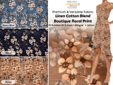 Linen Cotton Blend Boutique floral Print- Design -11 - G.k Fashion Fabrics