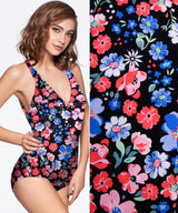 Midnight Bloom Print Nylon Swimwear Fabric -WHY543A - G.k Fashion Fabrics swimwear